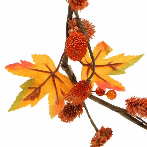 Produkt Jesienna girlanda z liści klonu i szyszek pomarańczowa 1,28m