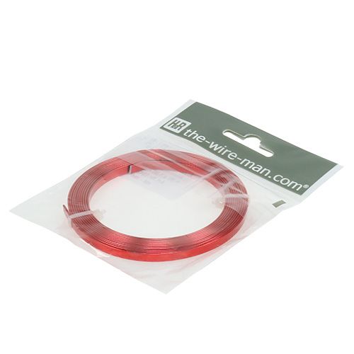 Produkt Płaski drut aluminiowy czerwony 5mm x 1mm 2,5m