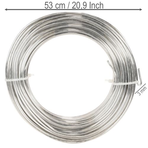Drut aluminiowy, srebrny, 3 mm, drut rzemieślniczy do projektów kreatywnych, 1 kg | Floristik24.pl