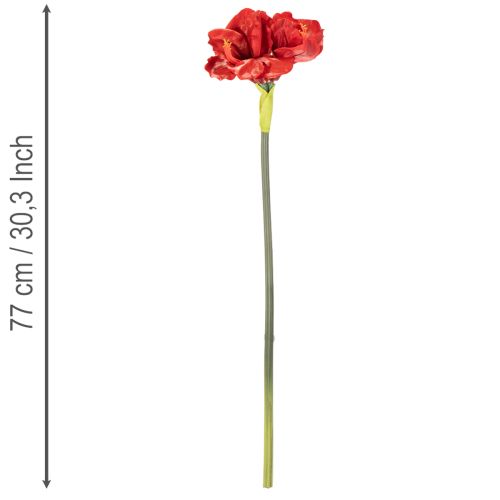 Sztuczny kwiat amarylis, czerwony, długa łodyga, do wazonu i kompozycji, 77 cm | Floristik24.pl