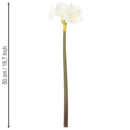 Sztuczny kwiat amarylis, biały, z łodygą, adwentowy i bożonarodzeniowy, 50 cm | Floristik24.pl
