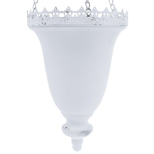 Floristik24 Metalowy kosz na kwiaty biały Ø21cm H30cm