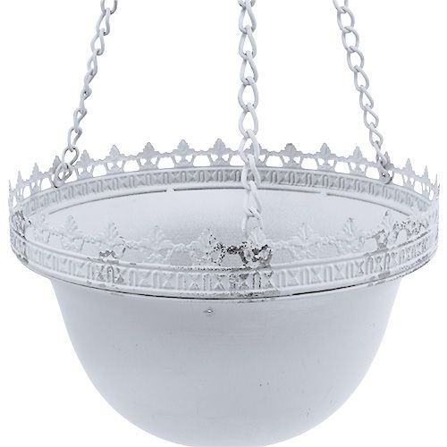 Floristik24 Kosz wiszący biały Ø23cm H21cm