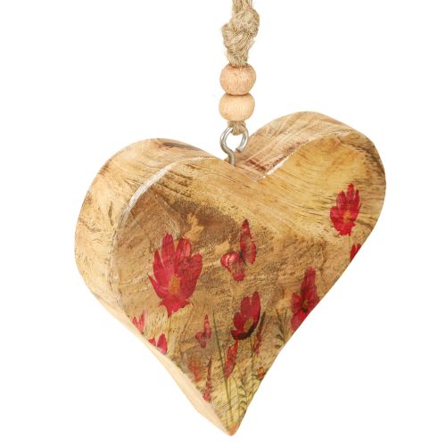 Produkt Wisiorek Drewniany Serce Kwiaty w Naturalnym Różu 9,5x9cm 4 szt