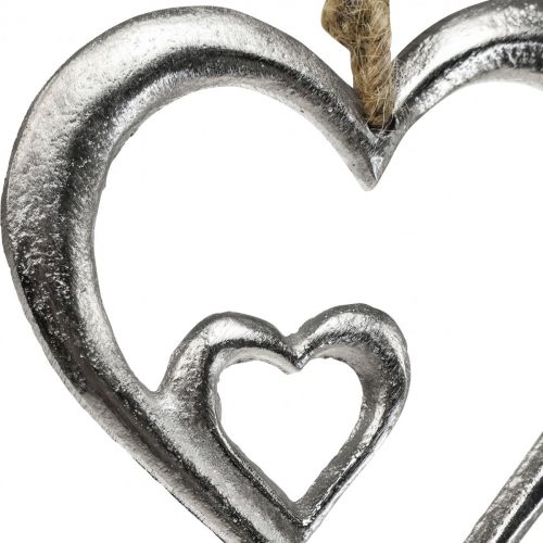 Wisiorek ozdobne serce metalowe srebrne naturalne 10,5x11x0,5cm