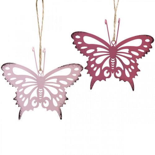 Floristik24 Wisiorek motyl deco metalowy różany róż 8,5x9,5cm 6szt