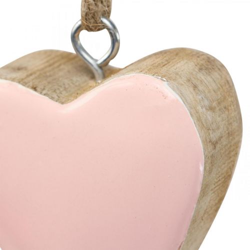 Floristik24 Zawieszka drewniane serca ozdobne serca różowe Ø5-5,5cm 12szt