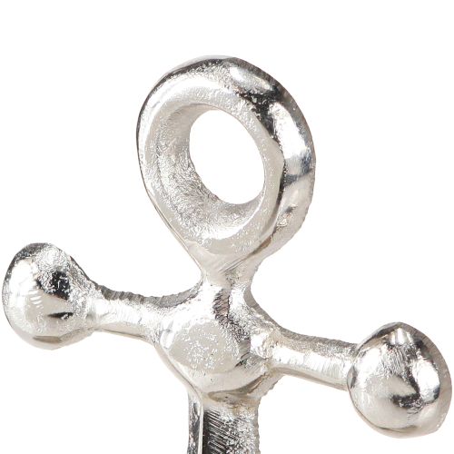 Produkt Dekoracja Kotwica Metalowa na Drewnianej Podstawie Srebrny Naturalny H21cm