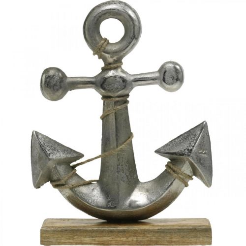 Floristik24 Kotwica wykonana z metalu, dekoracja marynistyczna, dekoracja marynistyczna marynistyczna srebrna, naturalne kolory W32cm