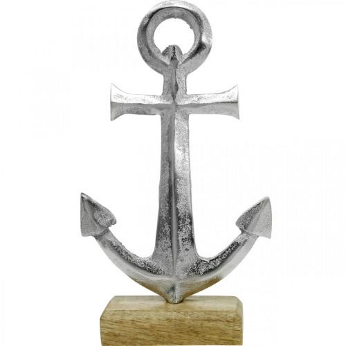 Floristik24 Kotwica metalowa ozdoba letnia ozdoba morska Srebrna naturalna wys.24,5cm