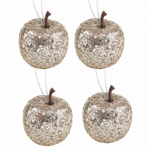 Floristik24 Deco Mini Apple Glitter Champagne Tree Ornament Ø3,5cm 24szt