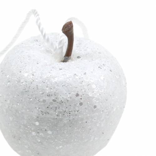 Floristik24 Deco mini jabłko brokatowe białe ozdoby choinkowe Ø3,5cm 24 szt