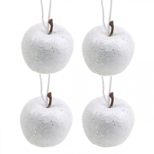 Floristik24 Deco mini jabłko brokatowe białe ozdoby choinkowe Ø3,5cm 24 szt