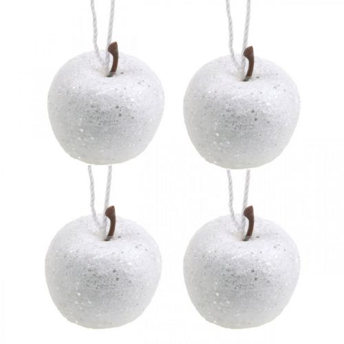 Floristik24 Deco Mini Apple Glitter White Christmas Tree Ornament Ø3,5cm 24szt