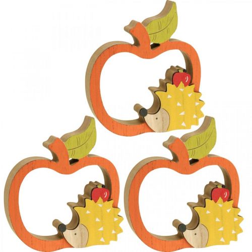 Produkt Figura dekoracyjna jesień, jabłko z jeżem, dekoracja drewniana 16,5×15cm 3szt