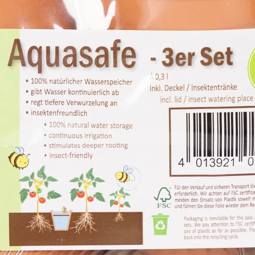 Zbiornik na wodę Aquasafe z poidłem dla owadów do ogrodu, balkonu, tarasu, 12 cm, 3 sztuki | Floristik24.pl