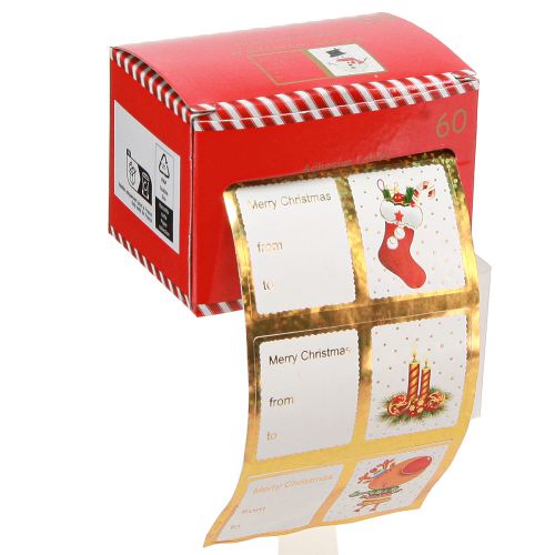 Produkt Naklejki Etykiety na prezenty świąteczne 5,5cm 60 sztuk