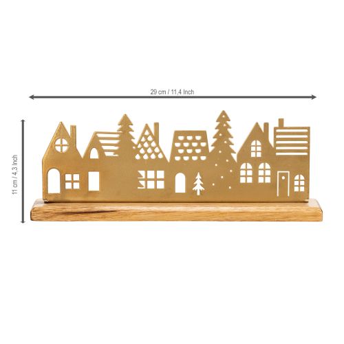 Dekoracja adwentowa sylwetka domu na drewnianej podstawie 29cm | Floristik24.pl