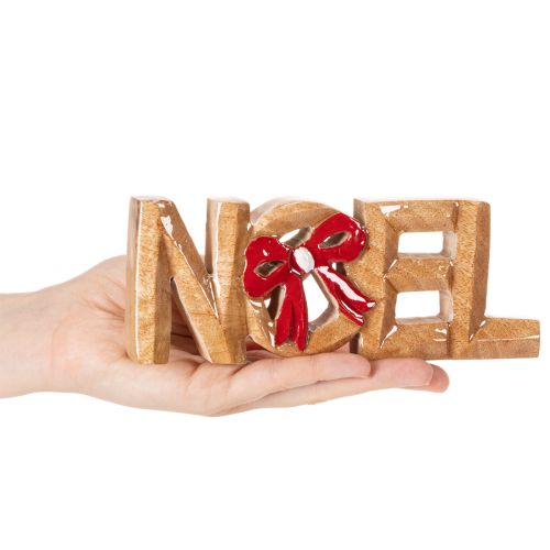 Napis „Noel” z kokardą, dekoracja świąteczna, 18 cm | Floristik24.pl