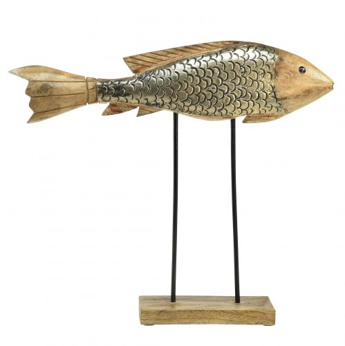 Drewniana ryba z metalową dekoracją Ozdoba rybna 35x7x29,5cm