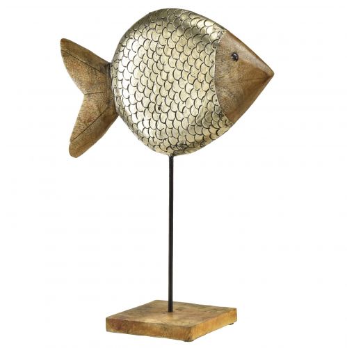 Floristik24 Drewniana metalowa rybka ozdobna morska mosiądz 33x11,5x37cm