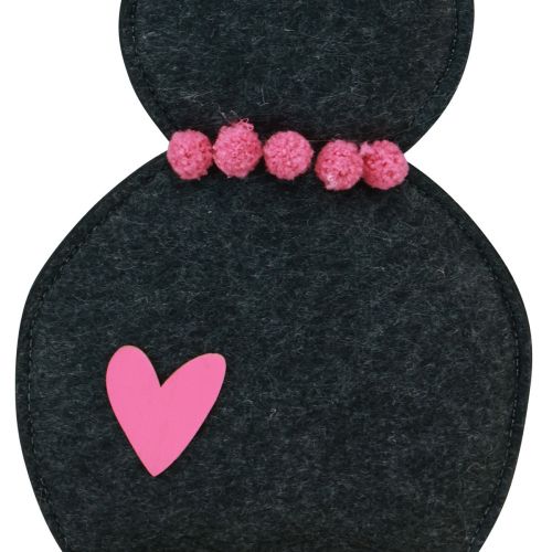 Produkt Dekoracja stołu Dekoracja zajączka wielkanocnego filcowa czarna z sercem 45cm 3 szt