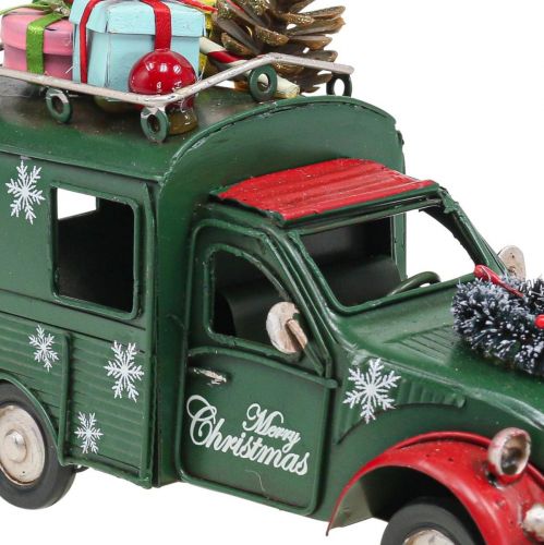 Floristik24 Świąteczne dekoracje samochodowe Samochód świąteczny w stylu vintage zielony L17cm