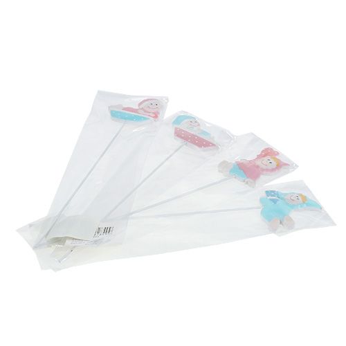 Floristik24 Korek dekoracyjny dla niemowląt różowy, niebieski 5cm L25cm 4szt.
