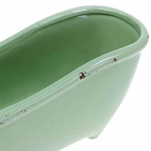 Floristik24 Wanna dekoracyjna ceramiczna szara, zielona sortowana 22cm x 10cm W10cm zestaw 3