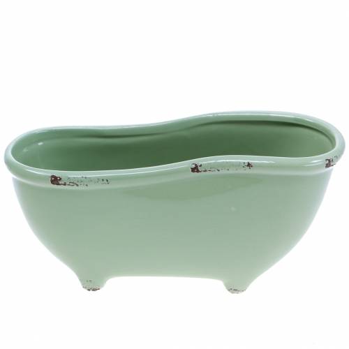 Floristik24 Wanna dekoracyjna ceramiczna szara, zielona sortowana 22cm x 10cm W10cm zestaw 3