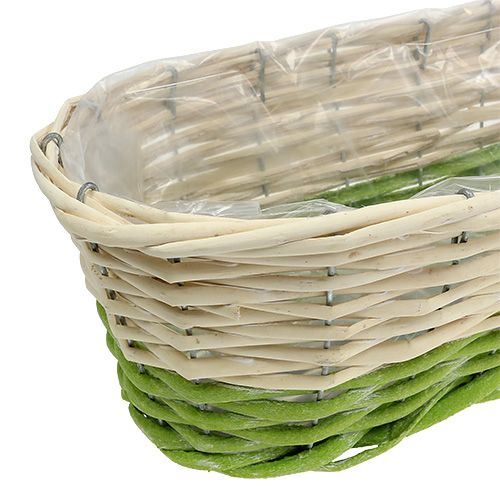 Floristik24 Skrzynka balkonowa owalna 48x18cm W14cm kremowa, zielona