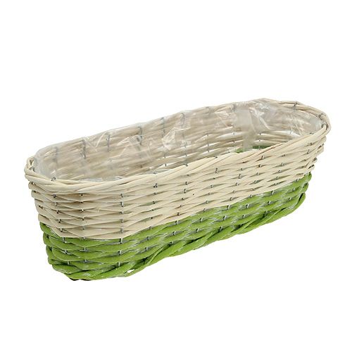 Floristik24 Skrzynka balkonowa owalna 48x18cm W14cm kremowa, zielona