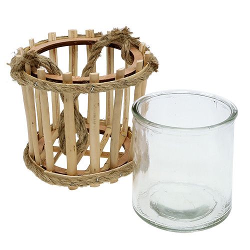 Floristik24 Kosz bambusowy z szybą do zawieszenia Ø14cm H13cm 2szt.