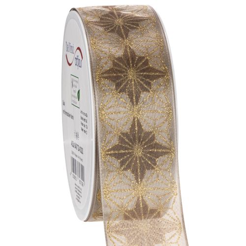 Wstążka dekoracyjna z gwiazdkami, wstążka prezentowa z krawędzią odkształcalną, szerokość 40 mm, długość 20 m