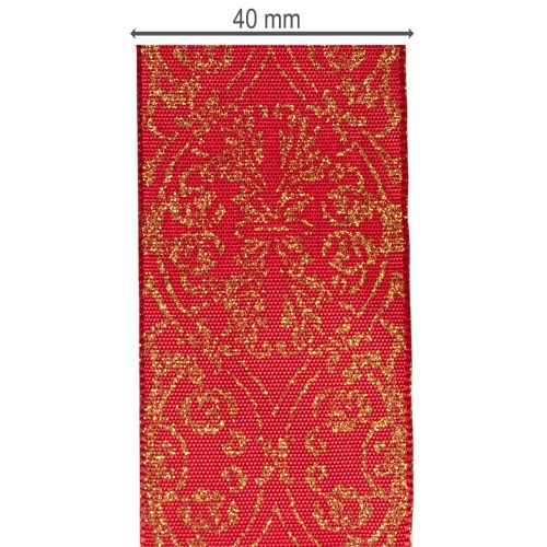 Wstążka prezentowa z świątecznym wzorem do rękodzieła i dekoracji, 40 mm x 15 m | Floristik24.pl