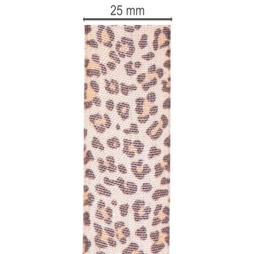 Wstążka prezentowa z nadrukiem zwierzęcym w panterkę, szerokość 25 mm, długość 18 m | Floristik24.pl