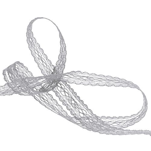 Floristik24 Wstążka Koronka Szara 16mm 20m