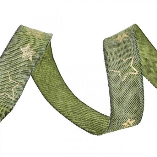 Produkt Wstążka dekoracyjna Świąteczna kokardka wstążka gwiazdki zielona złota L15m