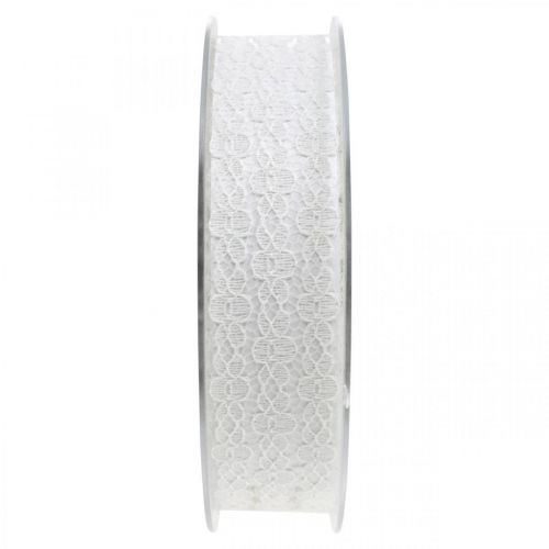 Produkt Ozdobna wstążka z koronką, kwiecista wstążka prezentowa, dekoracja ślubna jasnożółta szer.20mm dł.20m