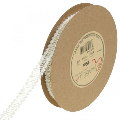 Produkt Ozdobna wstążka jutowa, naturalna wstążka prezentowa kremowa 15mm 15m