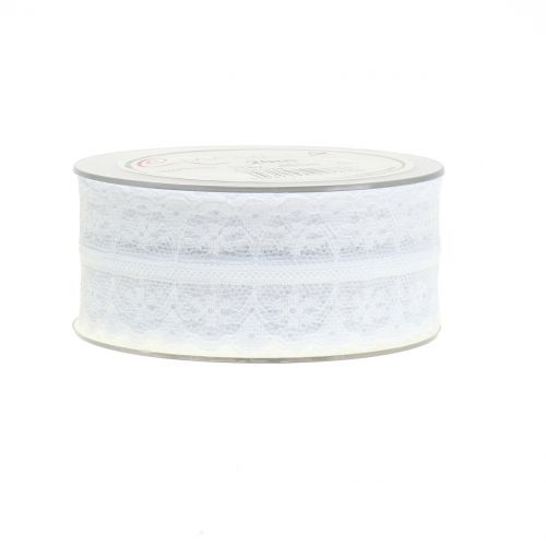 Floristik24 Wstążka Koronkowa Vintage White 40mm 20m