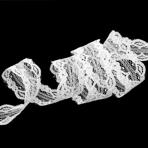 Floristik24 Koronkowa wstążka z zapiekanym brzegiem biała 25mm 20m