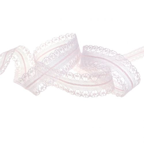 Floristik24 Koronkowa wstążka vintage różowa 20mm 20m