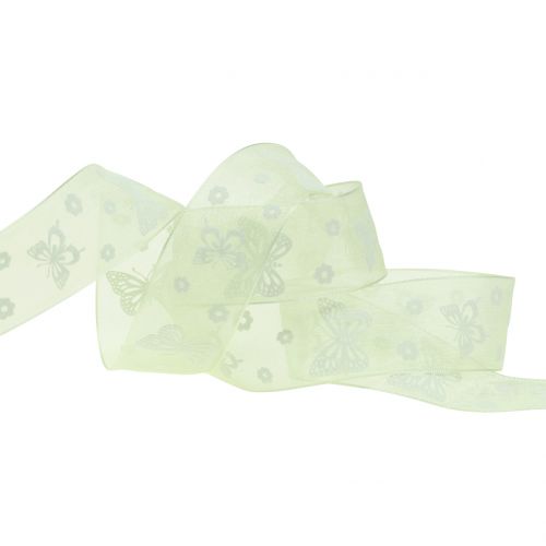 Floristik24 Organza wstążka motyl miętowa 25mm 20m