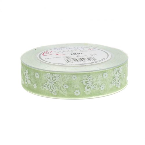 Floristik24 Organza wstążka motyl miętowa 25mm 20m