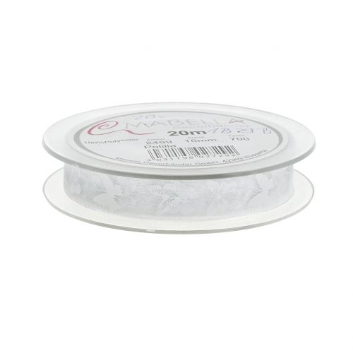 Floristik24 Organza Ribbon Butterfly White 15mm 20m