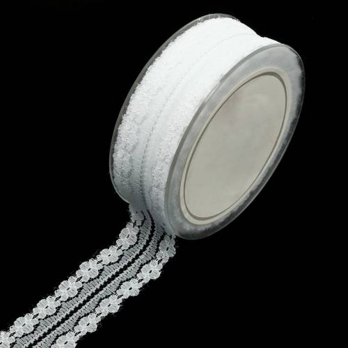 Floristik24 Lace Ribbon Deco Ribbon White 20m 3cm