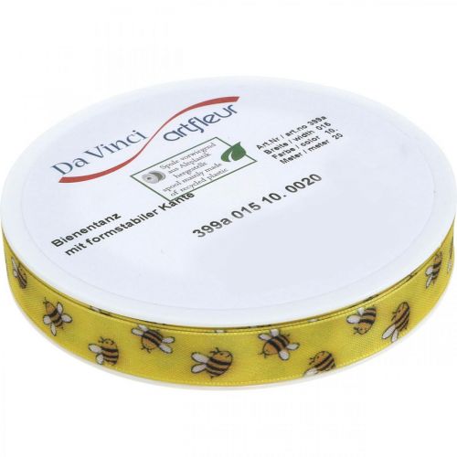 Produkt Wstążka dekoracyjna wiosenno-żółta, wstążka z pszczółkami B15mm L20m