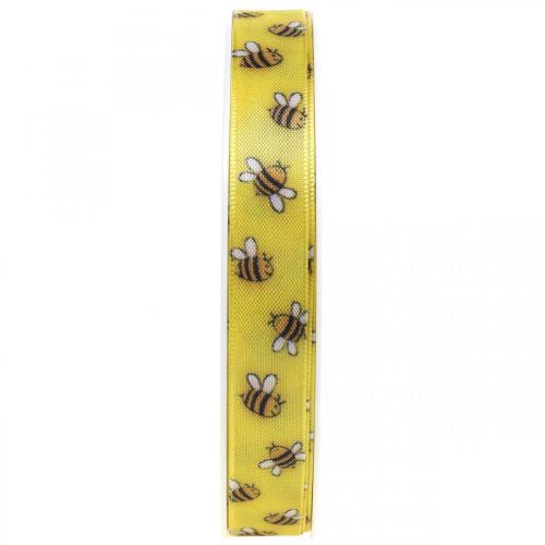 Wstążka dekoracyjna wiosenna żółta, wstążka z pszczołami B15mm L20m