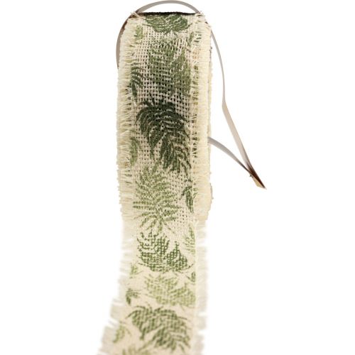 Floristik24 Wstążka dekoracyjna bawełniana w kształcie lasu deszczowego zielona 30mm 15m